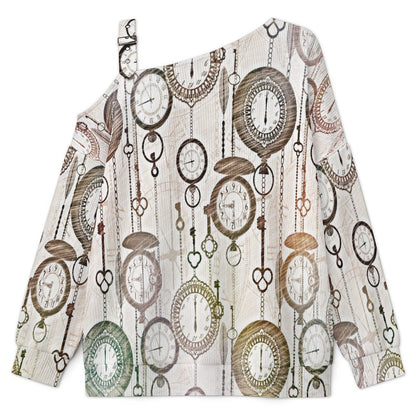 Long Sleeve Relaxed-Fit Solid Pullover Clocks Background