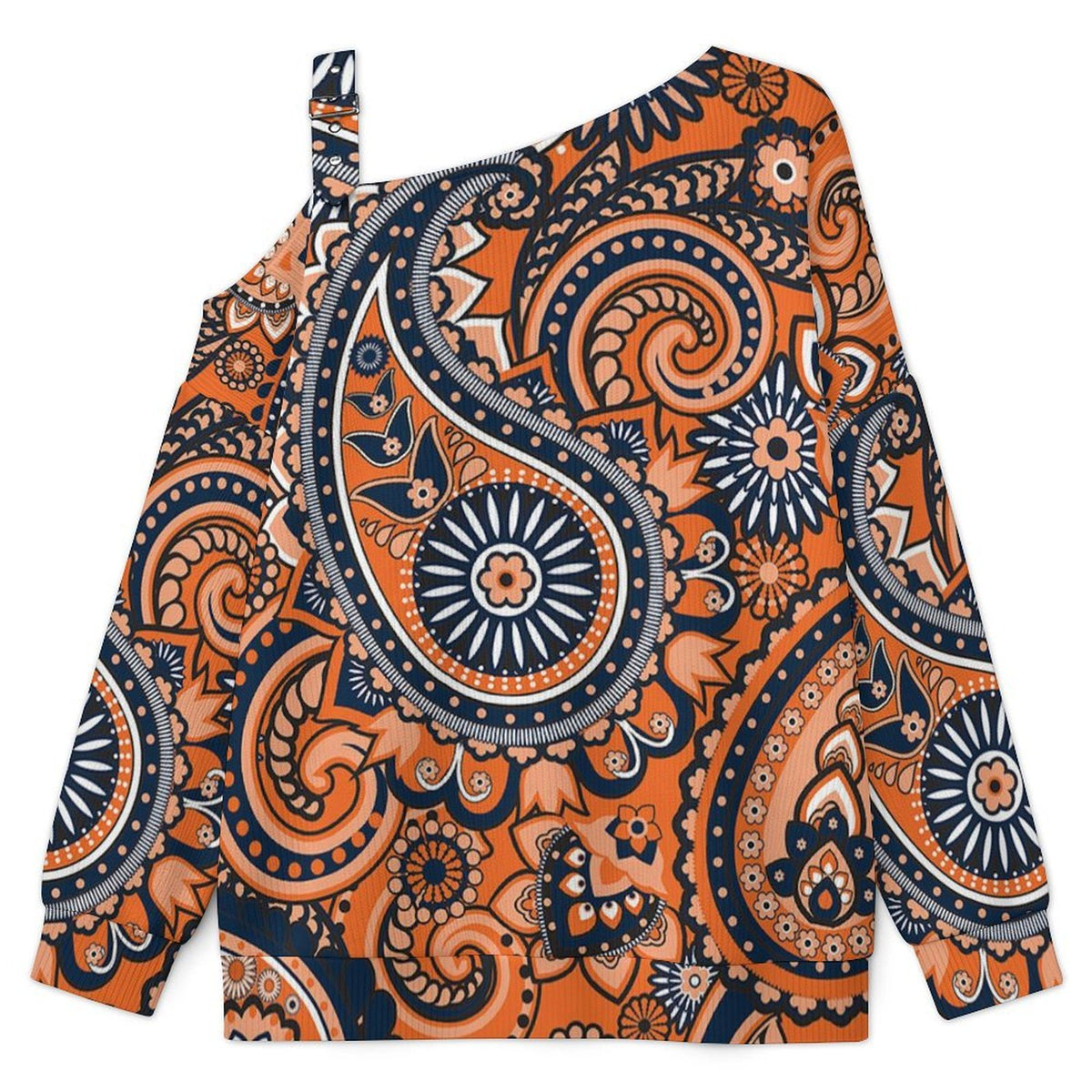 Women’s Off-Shoulder Knit Sweater Paisley
