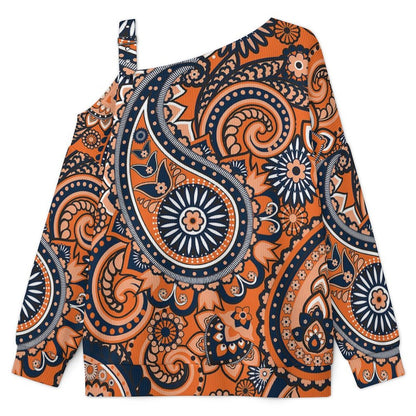Women’s Off-Shoulder Knit Sweater Paisley