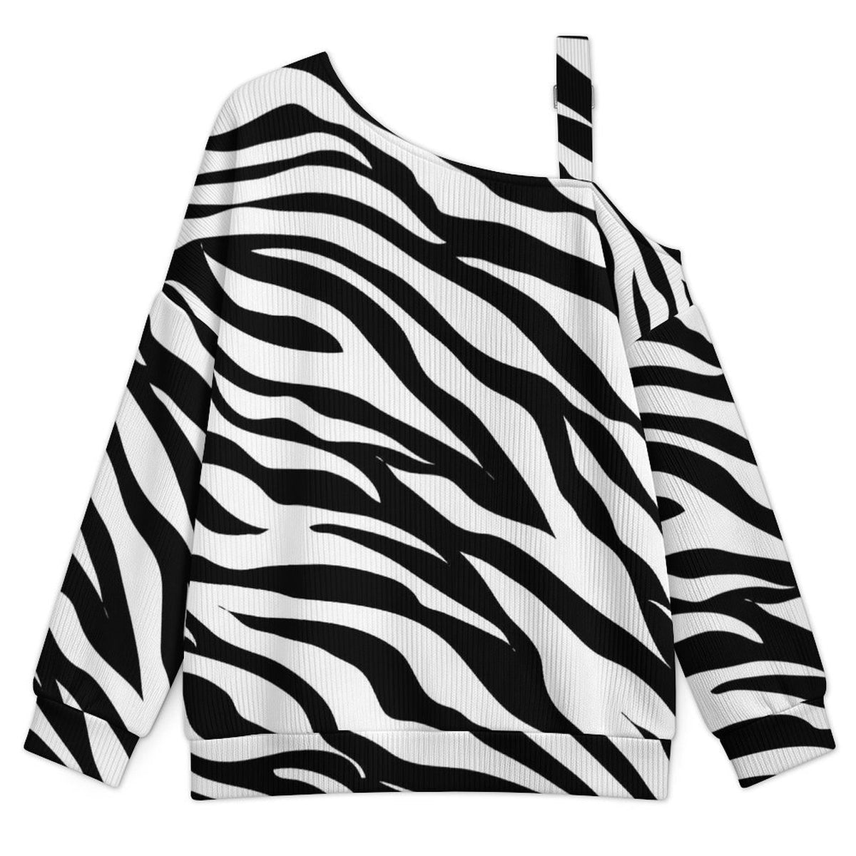 Long Sleeve Relaxed-Fit Solid Pullover Zebar Pattern