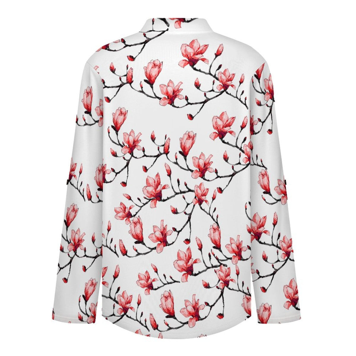 Flowers, Women's Clothing, Repeating Patterns  Versatile Notched V-Neck Tunic | Roll Tab 3/4 Sleeve Office Casual Top