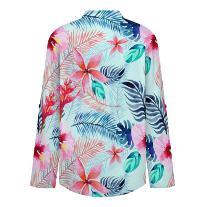 Marijuana Leaves, Flowers  Versatile Notched V-Neck Tunic | Roll Tab 3/4 Sleeve Office Casual Top