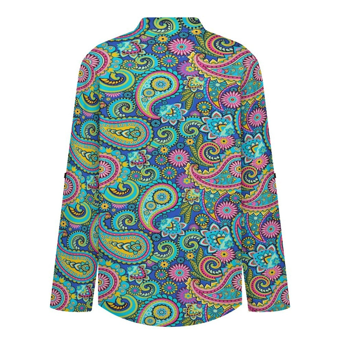 Paisley  Versatile Notched V-Neck Tunic | Roll Tab 3/4 Sleeve Office Casual Top