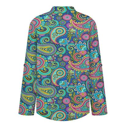 Paisley  Versatile Notched V-Neck Tunic | Roll Tab 3/4 Sleeve Office Casual Top