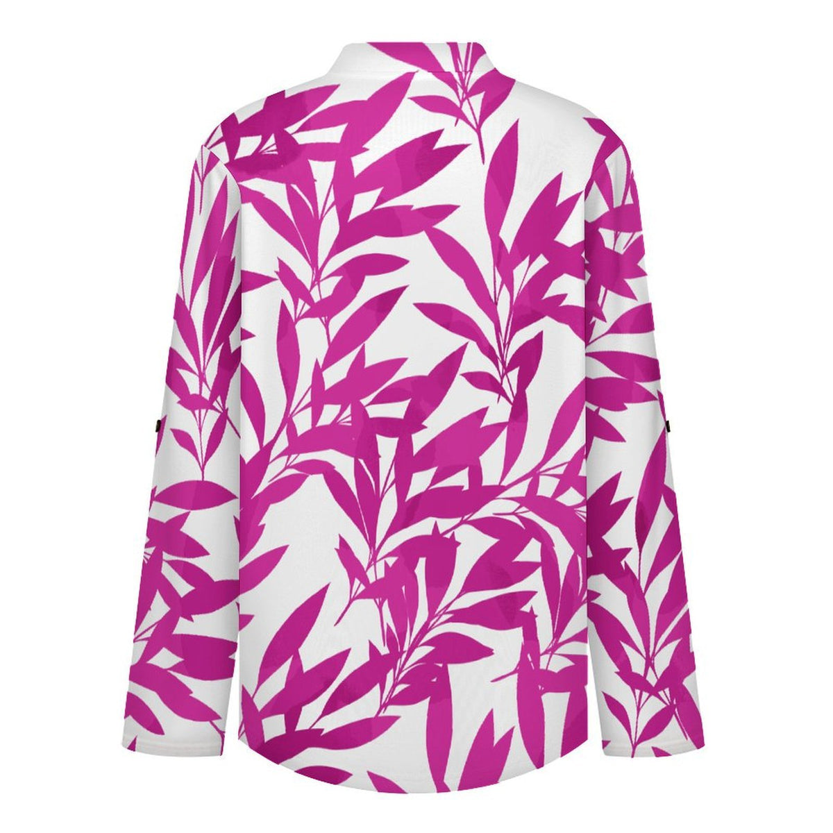Purple Leaves, Repeating Pattern  Versatile Notched V-Neck Tunic | Roll Tab 3/4 Sleeve Office Casual Top