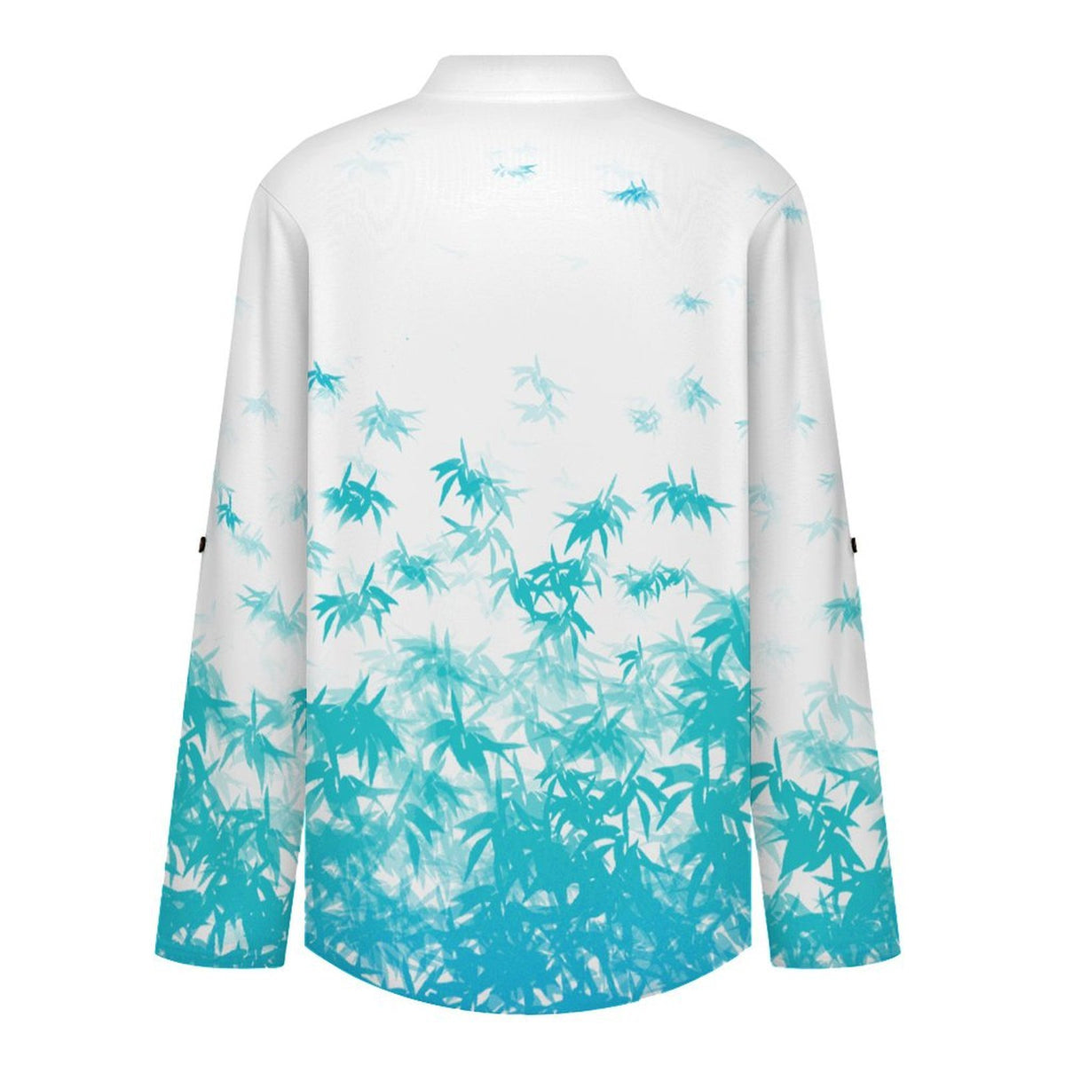 Leaf Pattern  Versatile Notched V-Neck Tunic | Roll Tab 3/4 Sleeve Office Casual Top