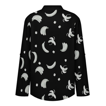 Banana T-shirt Phone Cover  Versatile Notched V-Neck Tunic | Roll Tab 3/4 Sleeve Office Casual Top