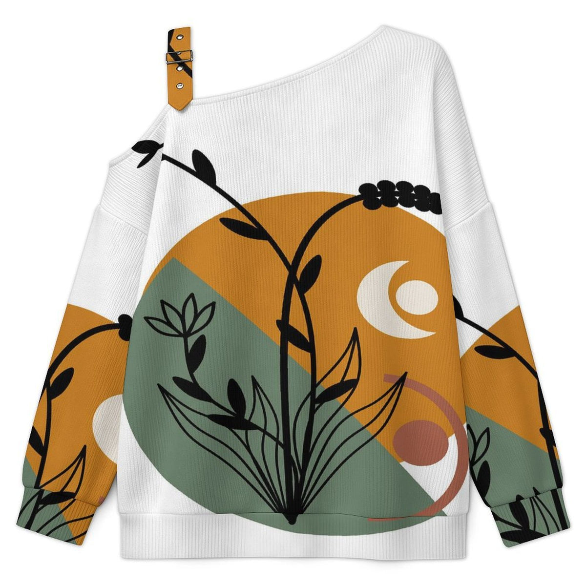 Women’s Off-Shoulder Knit Sweater Chinese Wind Scenery
