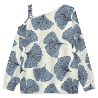 Long Sleeve Relaxed-Fit Solid Pullover Ginkgo Leaves