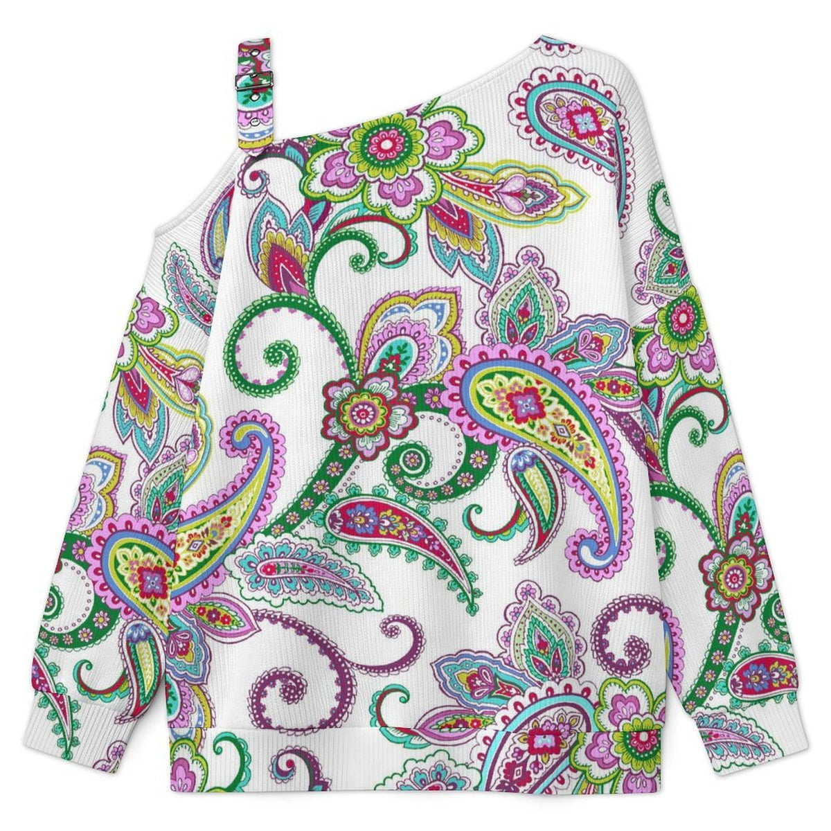 Women’s Off-Shoulder Knit Sweater Paisley