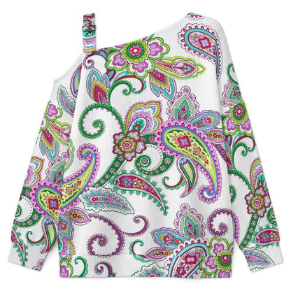 Women’s Off-Shoulder Knit Sweater Paisley