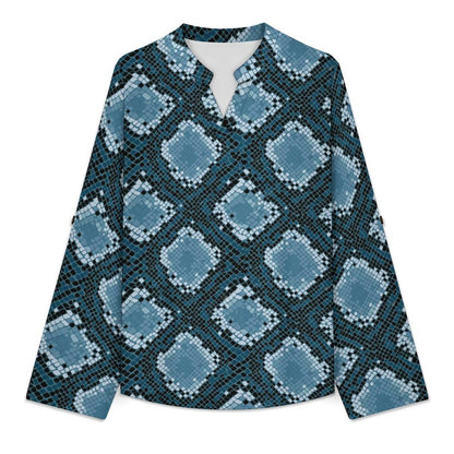 Snakeskin Pattern, Repeating Pattern  Versatile Notched V-Neck Tunic | Roll Tab 3/4 Sleeve Office Casual Top