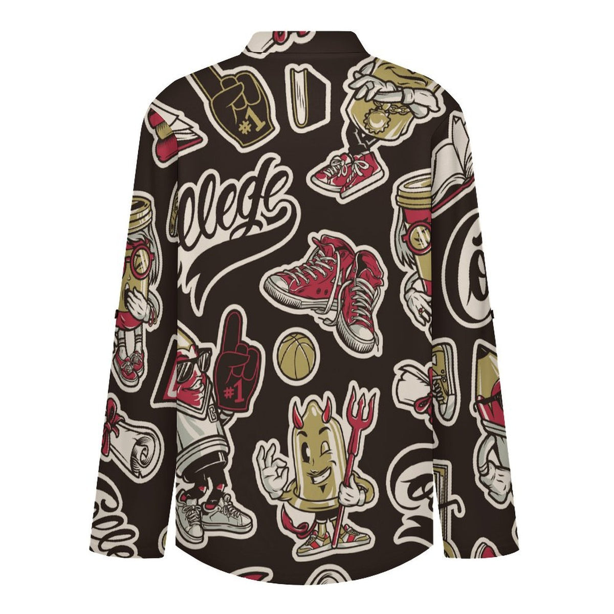 Retro Patterns, Stickers, Animation  Versatile Notched V-Neck Tunic | Roll Tab 3/4 Sleeve Office Casual Top