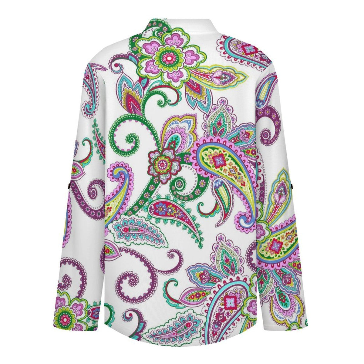 Paisley  Versatile Notched V-Neck Tunic | Roll Tab 3/4 Sleeve Office Casual Top