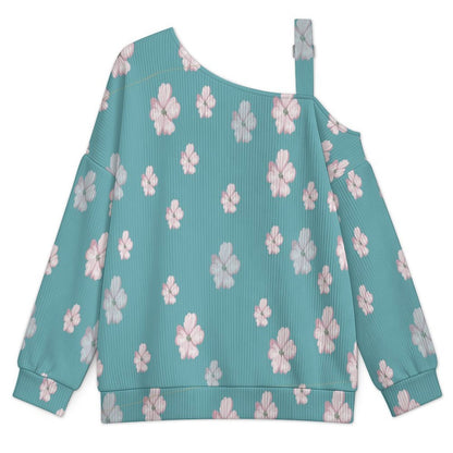 Long Sleeve Relaxed-Fit Solid Pullover Flowers Background