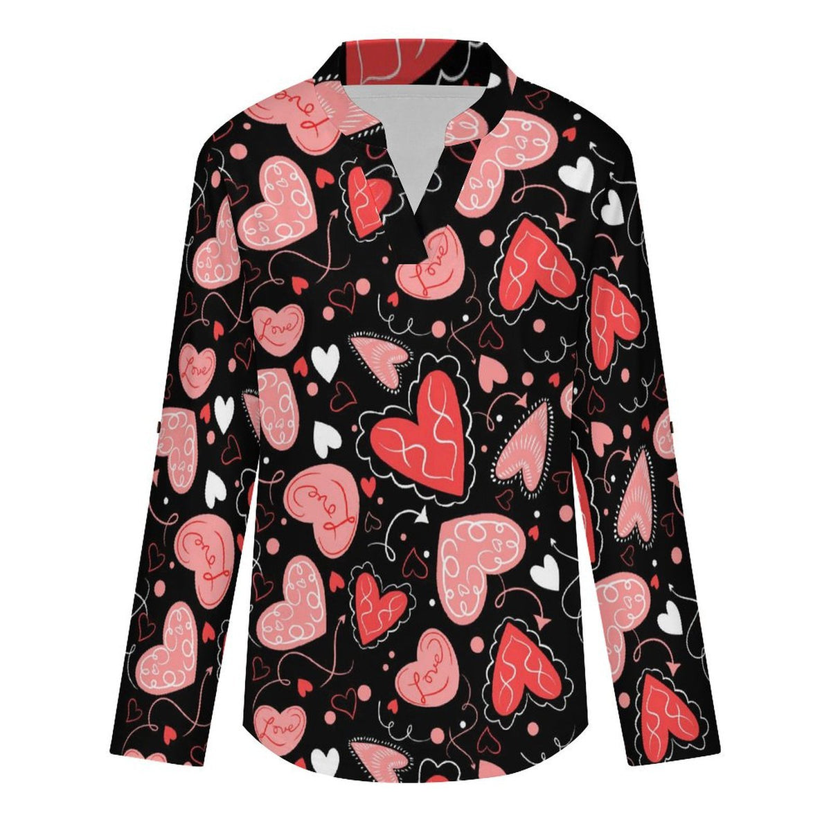 Love  Versatile Notched V-Neck Tunic | Roll Tab 3/4 Sleeve Office Casual Top