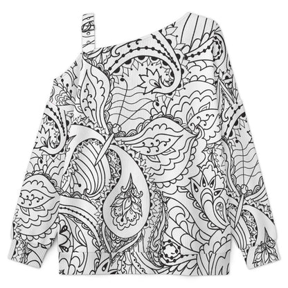 Off-the-shoulder SweaterRetro Pattern Women’s Off-Shoulder Knit Sweater