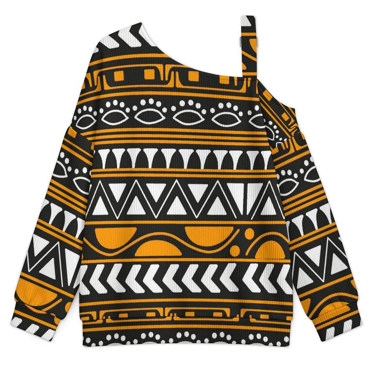 Long Sleeve Relaxed-Fit Solid Pullover African Pattern