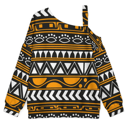 Long Sleeve Relaxed-Fit Solid Pullover African Pattern