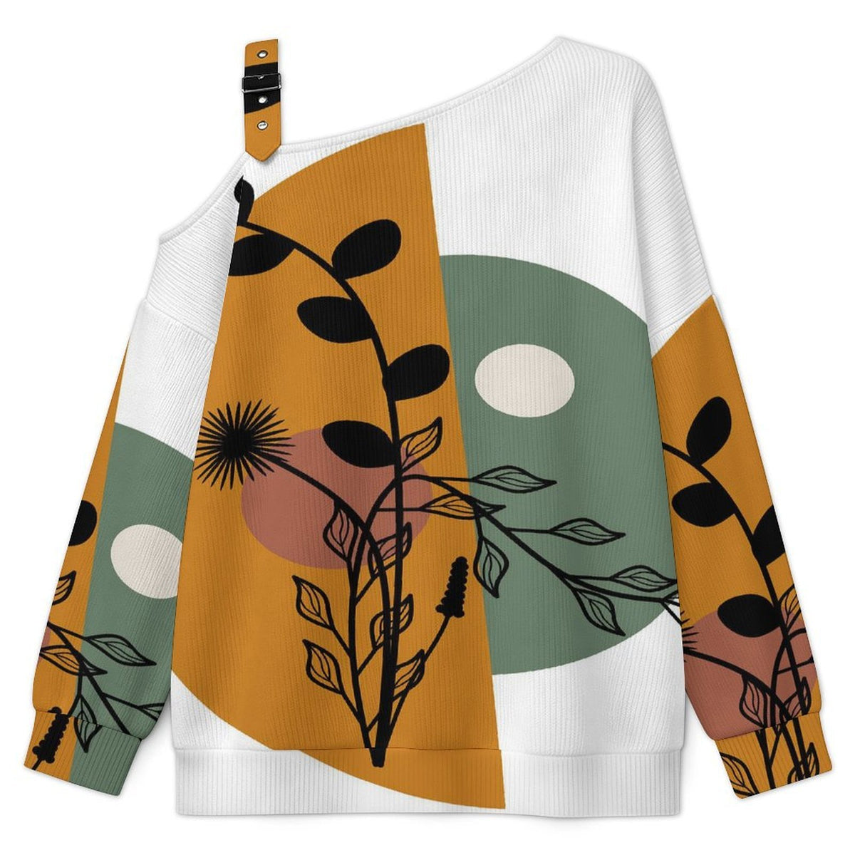 Women’s Off-Shoulder Knit Sweater Chinese Wind Scenery