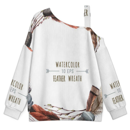 Feathers Fall Casual Asymmetric Shoulder Knit Top with Buckle Detail