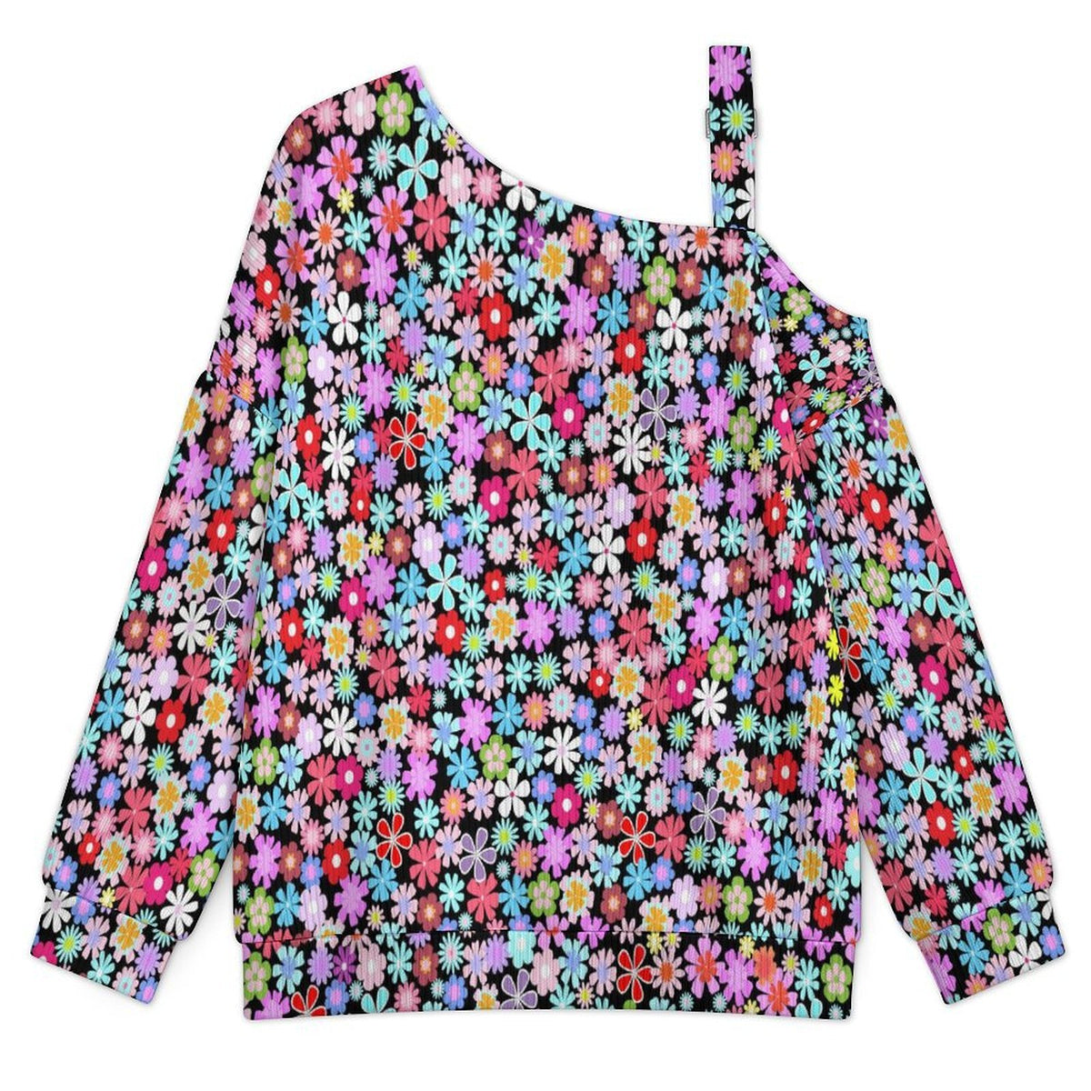 Floral Pattern Women’s Off-Shoulder Knit Sweater