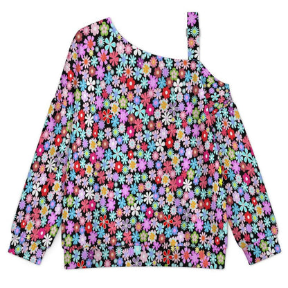 Floral Pattern Women’s Off-Shoulder Knit Sweater