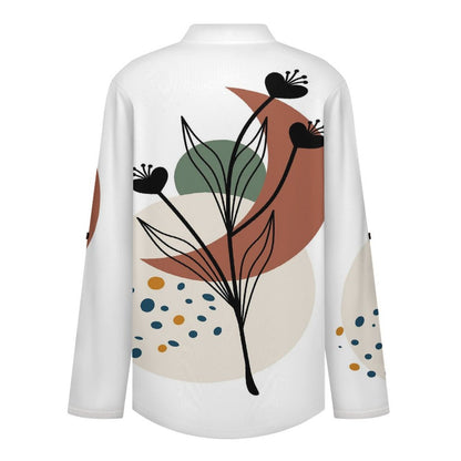 Chinese Wind Scenery  Versatile Notched V-Neck Tunic | Roll Tab 3/4 Sleeve Office Casual Top