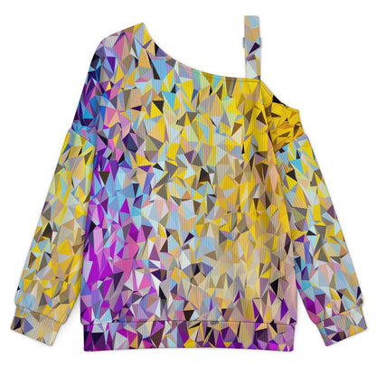 Long Sleeve Relaxed-Fit Solid Pullover Colored Diamond Pattern