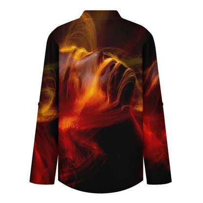 Red Light  Women Curved Hem V Neck Roll Sleeve Casual Work Top