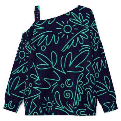 Long Sleeve Relaxed-Fit Solid Pullover Graffit Cute Flower