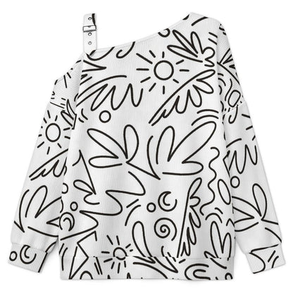 Long Sleeve Relaxed-Fit Solid Pullover Graffit Cute Flower