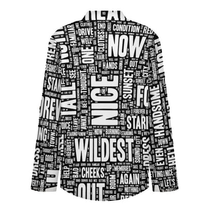 Versatile Notched V-Neck Tunic | Roll Tab 3/4 Sleeve Office Casual Top  Words Pattern