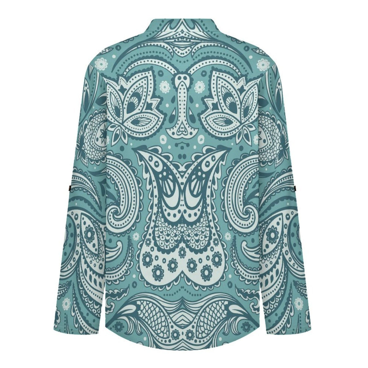 Paisley  Versatile Notched V-Neck Tunic | Roll Tab 3/4 Sleeve Office Casual Top