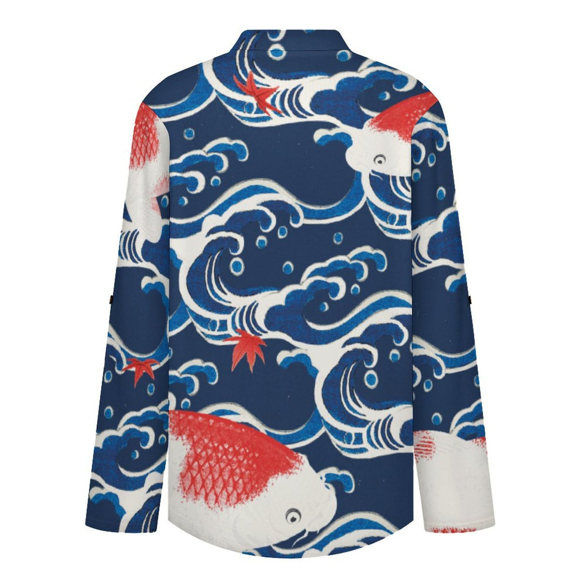 Chinese Wind, Waves, Fish  Versatile Notched V-Neck Tunic | Roll Tab 3/4 Sleeve Office Casual Top