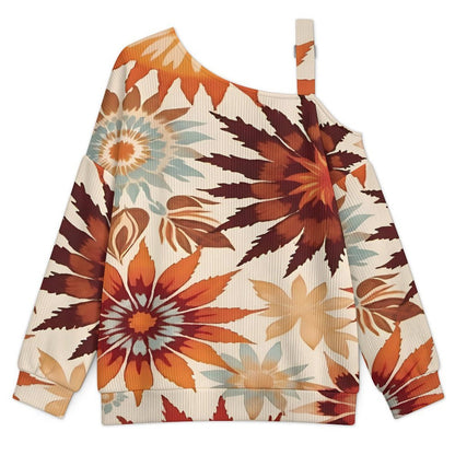 Fall Casual Asymmetric Shoulder Knit Top with Buckle Detail Tie Dye Stripes