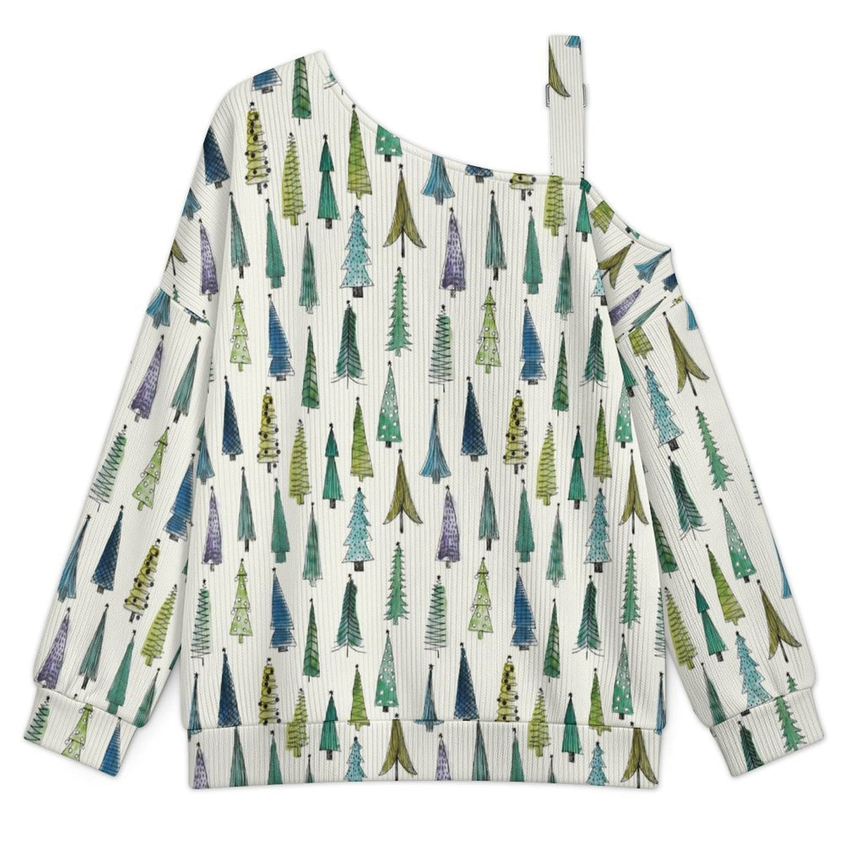 Women’s Off-Shoulder Knit Sweater Trees Wallpaper