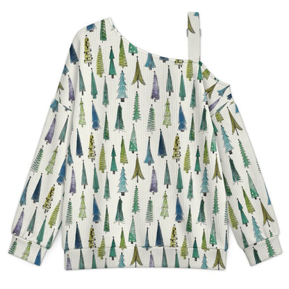 Women’s Off-Shoulder Knit Sweater Trees Wallpaper