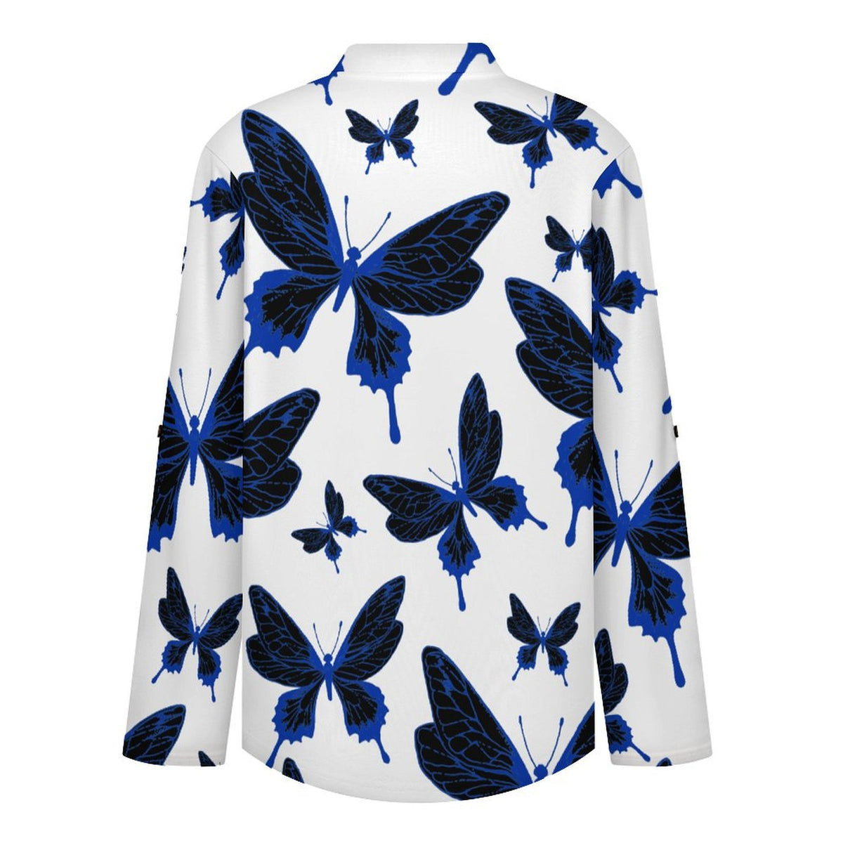 Butterfly Good Luck Repeat Pattern  Versatile Notched V-Neck Tunic | Roll Tab 3/4 Sleeve Office Casual Top