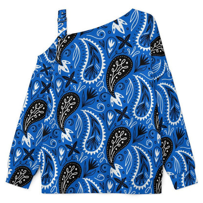 Fall Casual Asymmetric Shoulder Knit Top with Buckle Detail Paisley