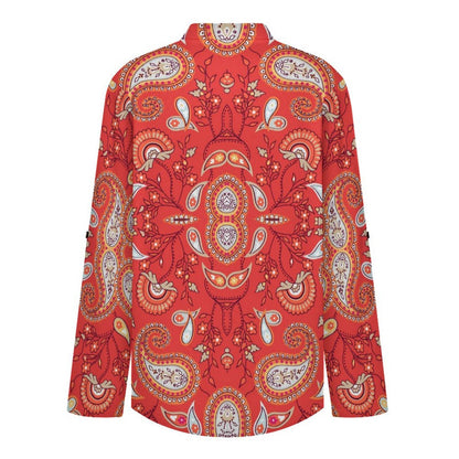 Paisley  Versatile Notched V-Neck Tunic | Roll Tab 3/4 Sleeve Office Casual Top