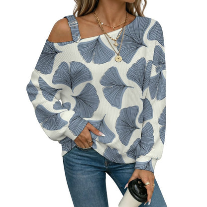 Long Sleeve Relaxed-Fit Solid Pullover Ginkgo Leaves