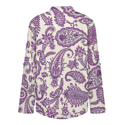Paisley  Versatile Notched V-Neck Tunic | Roll Tab 3/4 Sleeve Office Casual Top