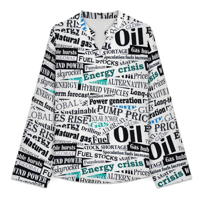 Newspaper, Repeating Pattern  Versatile Notched V-Neck Tunic | Roll Tab 3/4 Sleeve Office Casual Top