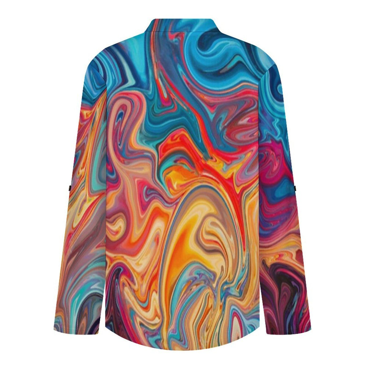 Stand-up Collar Long-sleeved Shirt Flowing Sci-fi Liquid Dazzle white S Women’s V-Neck Blouses