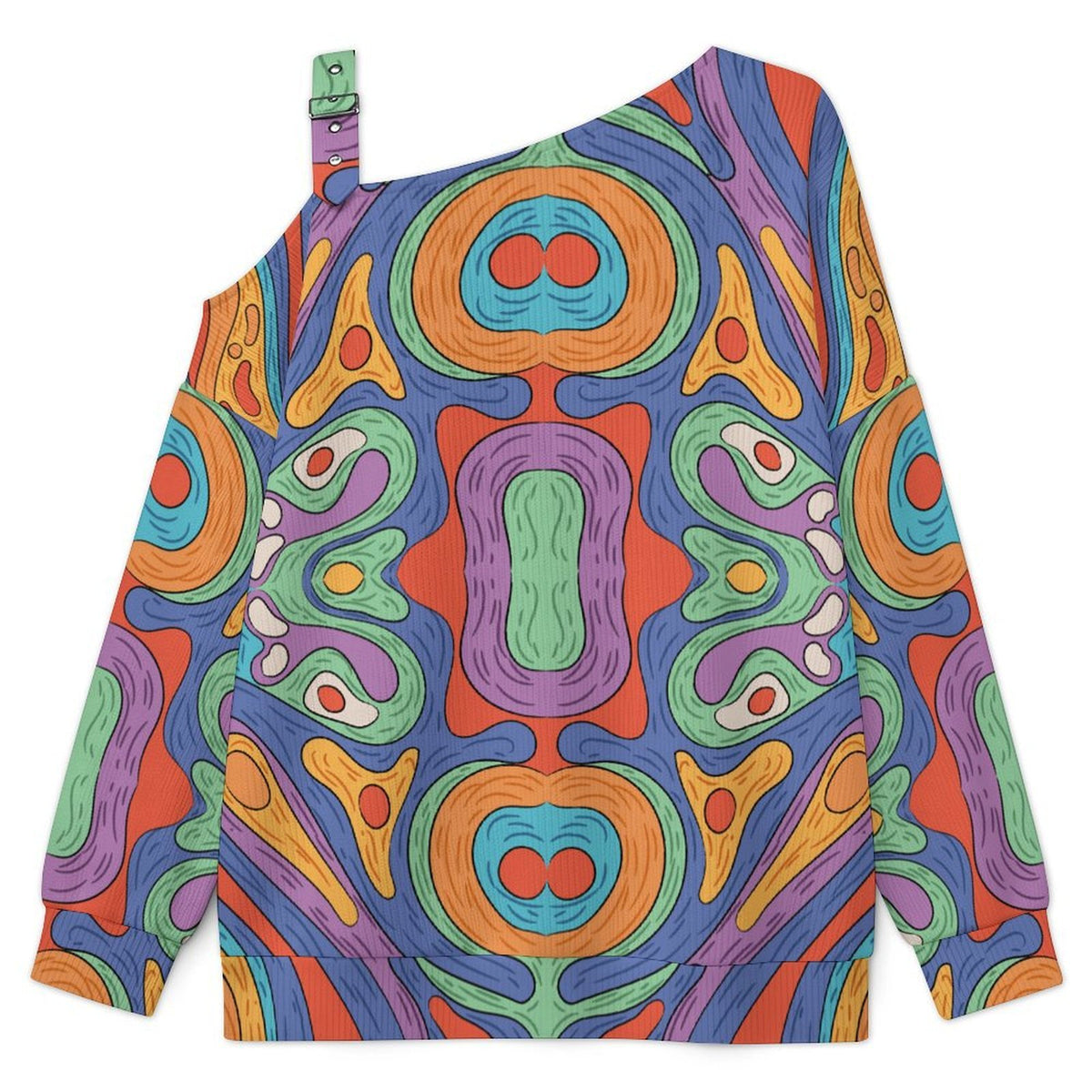 Off-the-shoulder SweaterRepetitive Pattern Women’s Off-Shoulder Knit Sweater