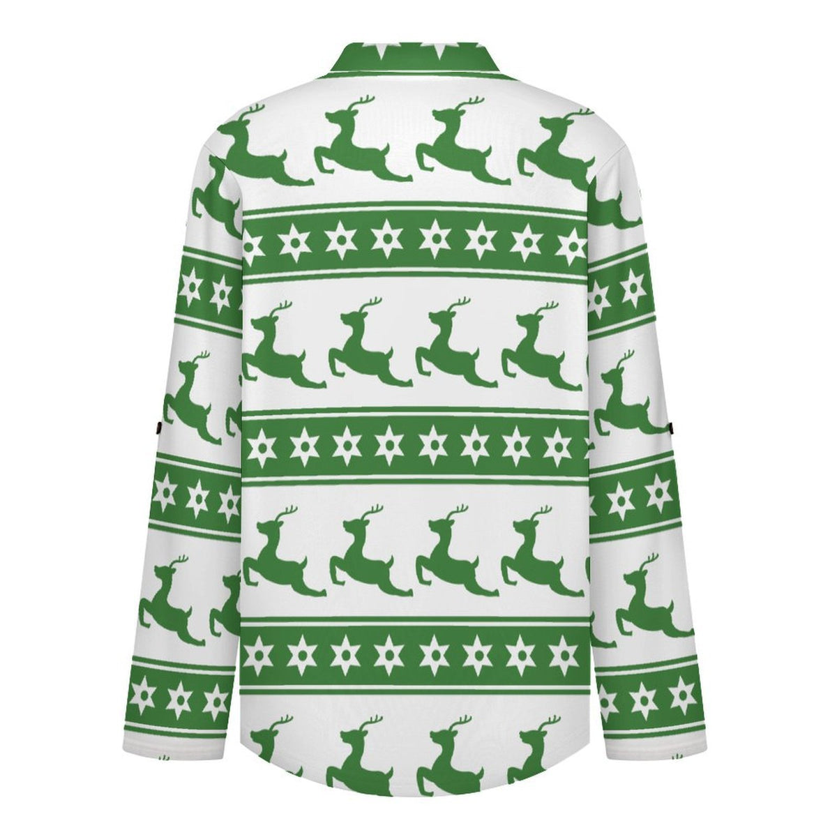 Christmas Reindeer Repeat Pattern  Versatile Notched V-Neck Tunic | Roll Tab 3/4 Sleeve Office Casual Top