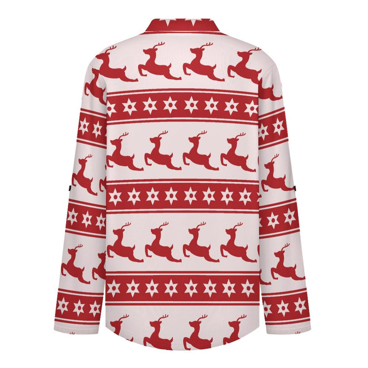 Christmas Reindeer Repeat Pattern  Versatile Notched V-Neck Tunic | Roll Tab 3/4 Sleeve Office Casual Top