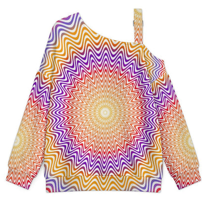 Women’s Off-Shoulder Knit Sweater Optical Art