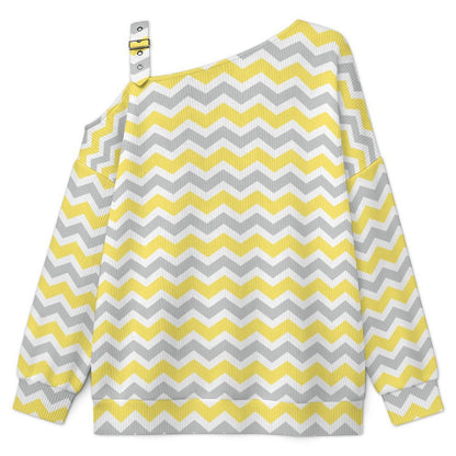 Women’s Off-Shoulder Knit Sweater Digital Paper Stripe